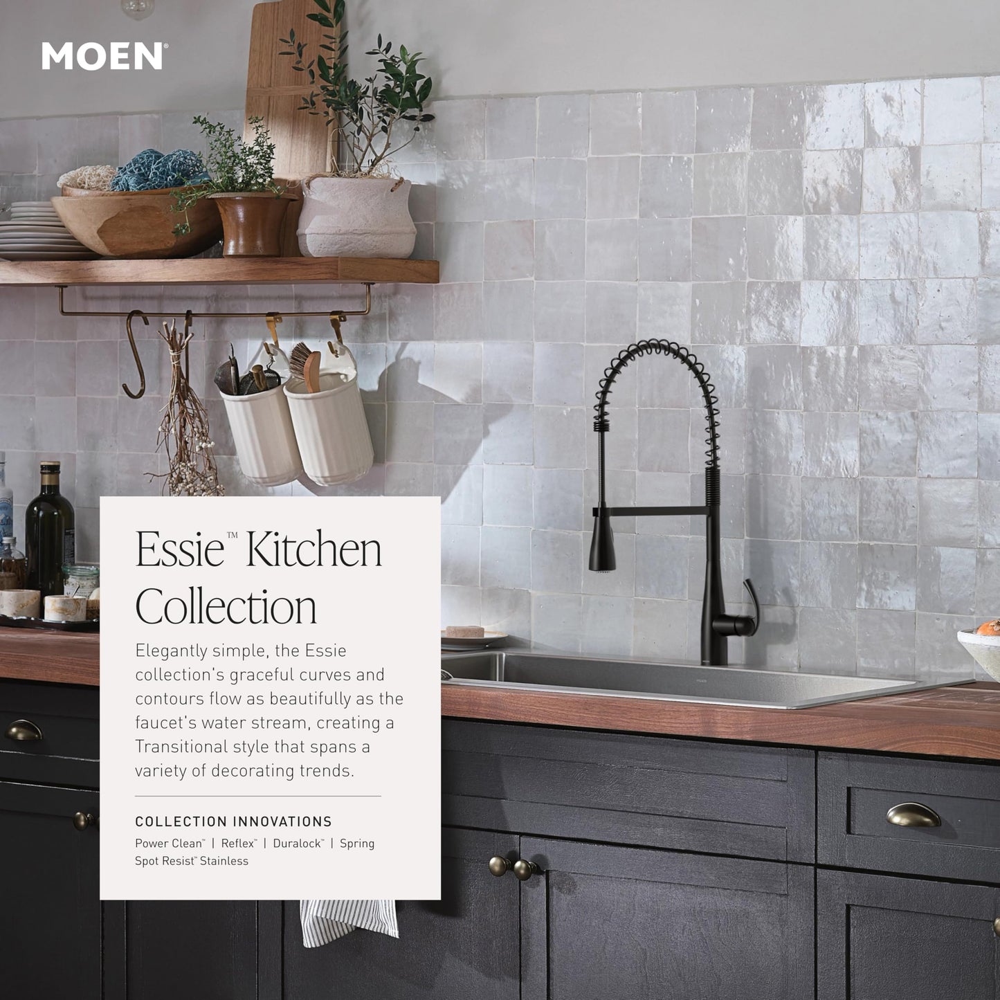Moen Essie Mediterranean Bronze MotionSense Wave One-Handle Touchless Kitchen Faucet with Pulldown Sprayer and Soap Dispenser, 87014EWBRB