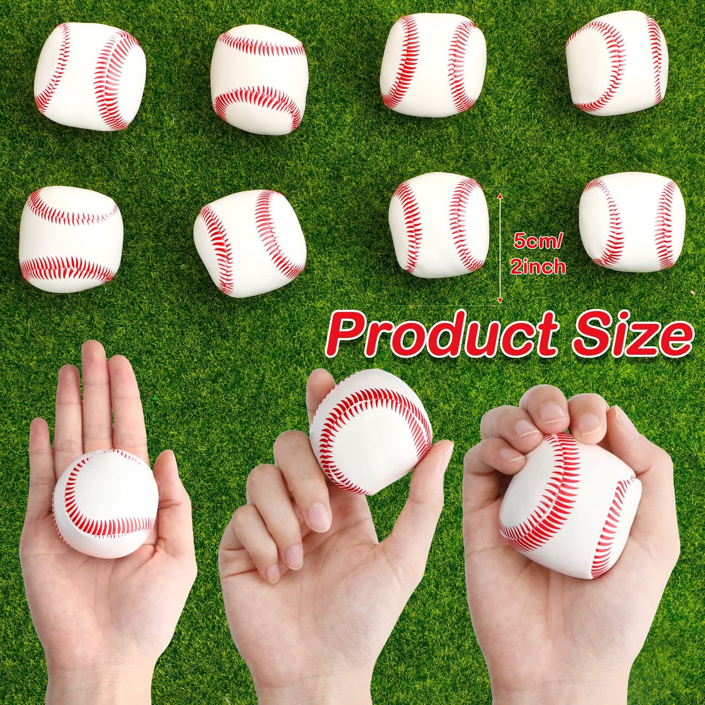 Vinsot 50 Pcs Mini Foam Baseball Softball Stress Balls Bulk 2 Inch Squeeze Balls for Stress Anxiety Relief Party Favors School Carnival Reward Christmas Stocking Fillers(Baseball)