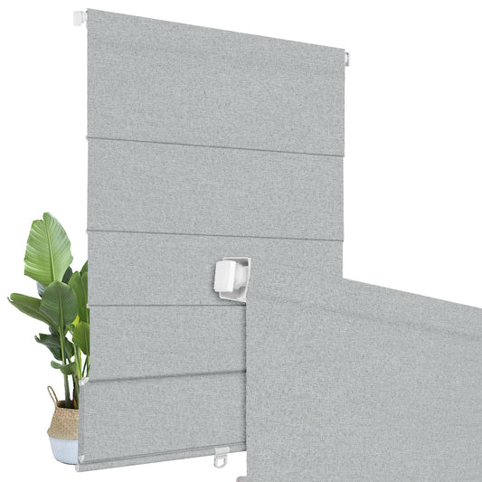 BERISSA No Drill Cordless Roman Shades for Window, Blackout Roman Blinds Room Darkening Pull Down Blinds Easy Install Linen Roman Window Shades for Door,Windows,Bedroom,Custom Size, Light Gray