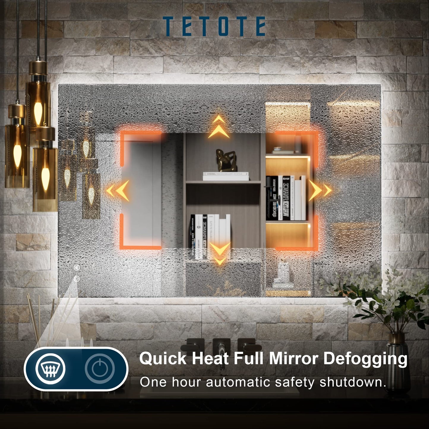 TETOTE 24 x 36 Inch LED Mirror Backlit Bathroom,Anti-Fog Mirror with Light,Dimmable,CRI90+,IP54 Water Proof,Wall Mounted Vanity Lighted,Horizontal/Vertical