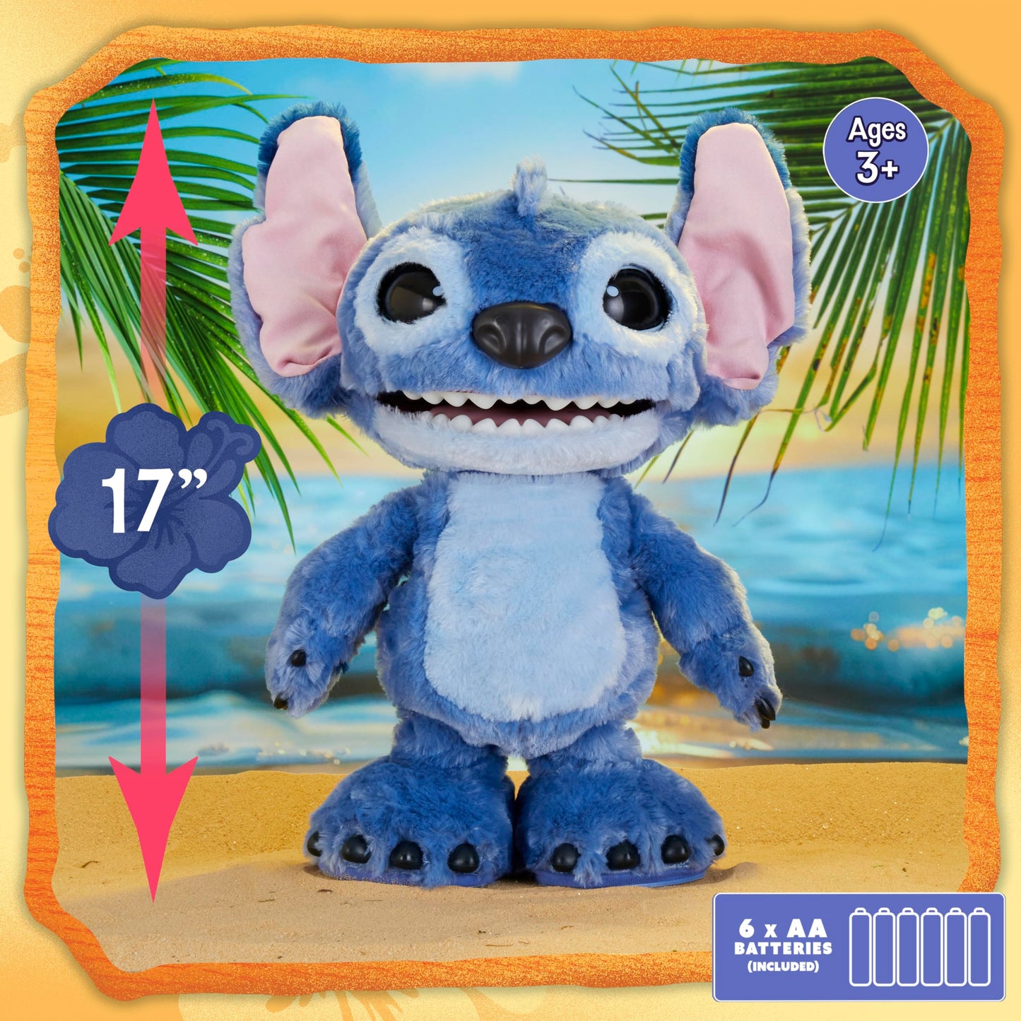 Disney Stitch Just Play Ultimate Interactive 17" Plush Toy, 100+ Sounds & Reactions, Inspired by Disney’s Live-Action Lilo & Stitch Film, New Movie Toy for Fans, Girls, Boys, Kids 3 and Up by