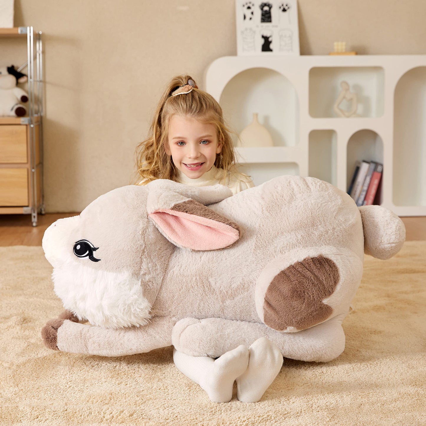 EARTHSOUND Giant Easter Bunny Stuffed Animal Plush Toy,23 inches Large Rabbit Jumbo Big Size Soft Toys,Cute Huge Plushy Fluffy Fat Plushie,Gifts for Kid