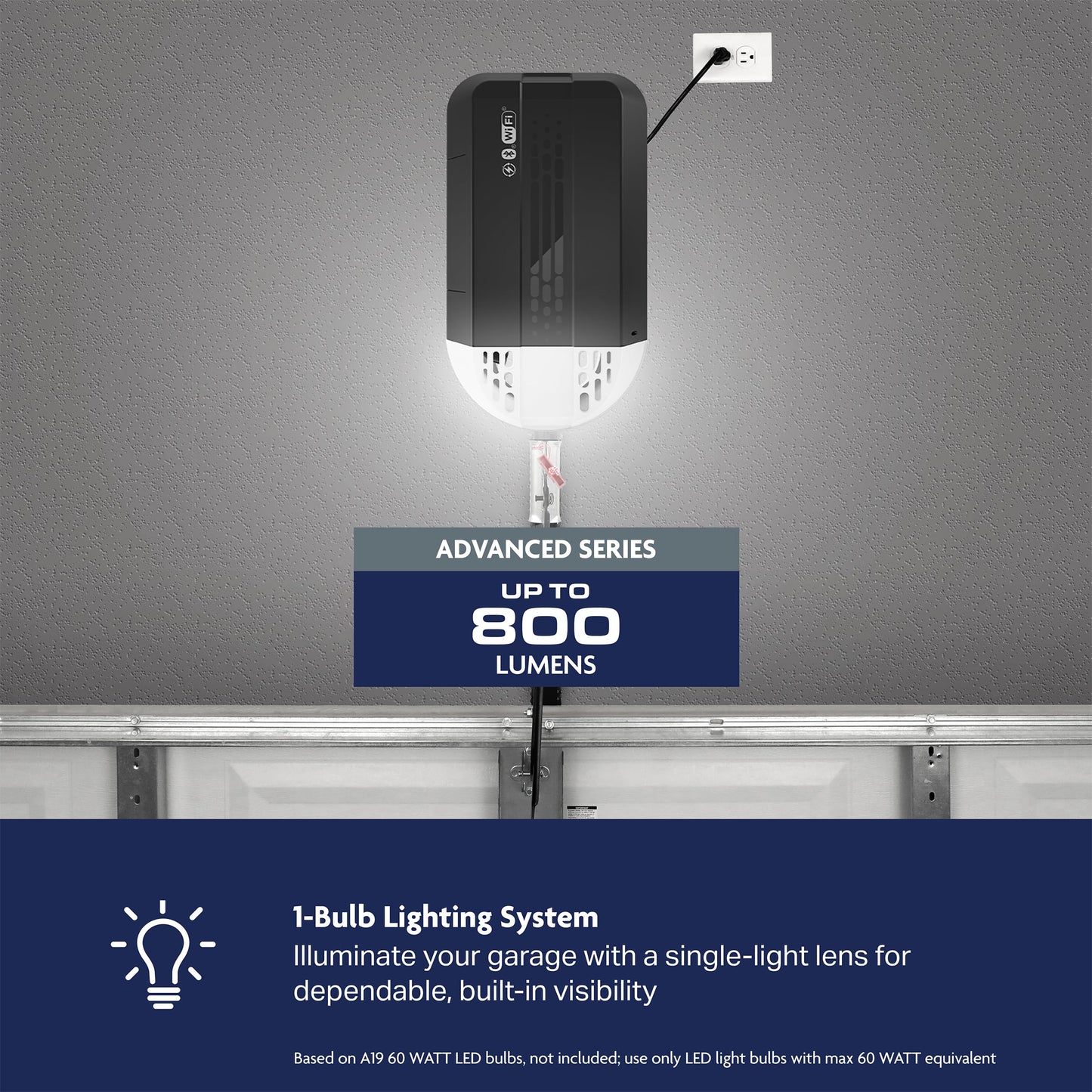 Chamberlain 1/2 HP Chain Drive Smart Garage Door Opener with Battery Backup, 1-Bulb Lighting, and myQ Connectivity