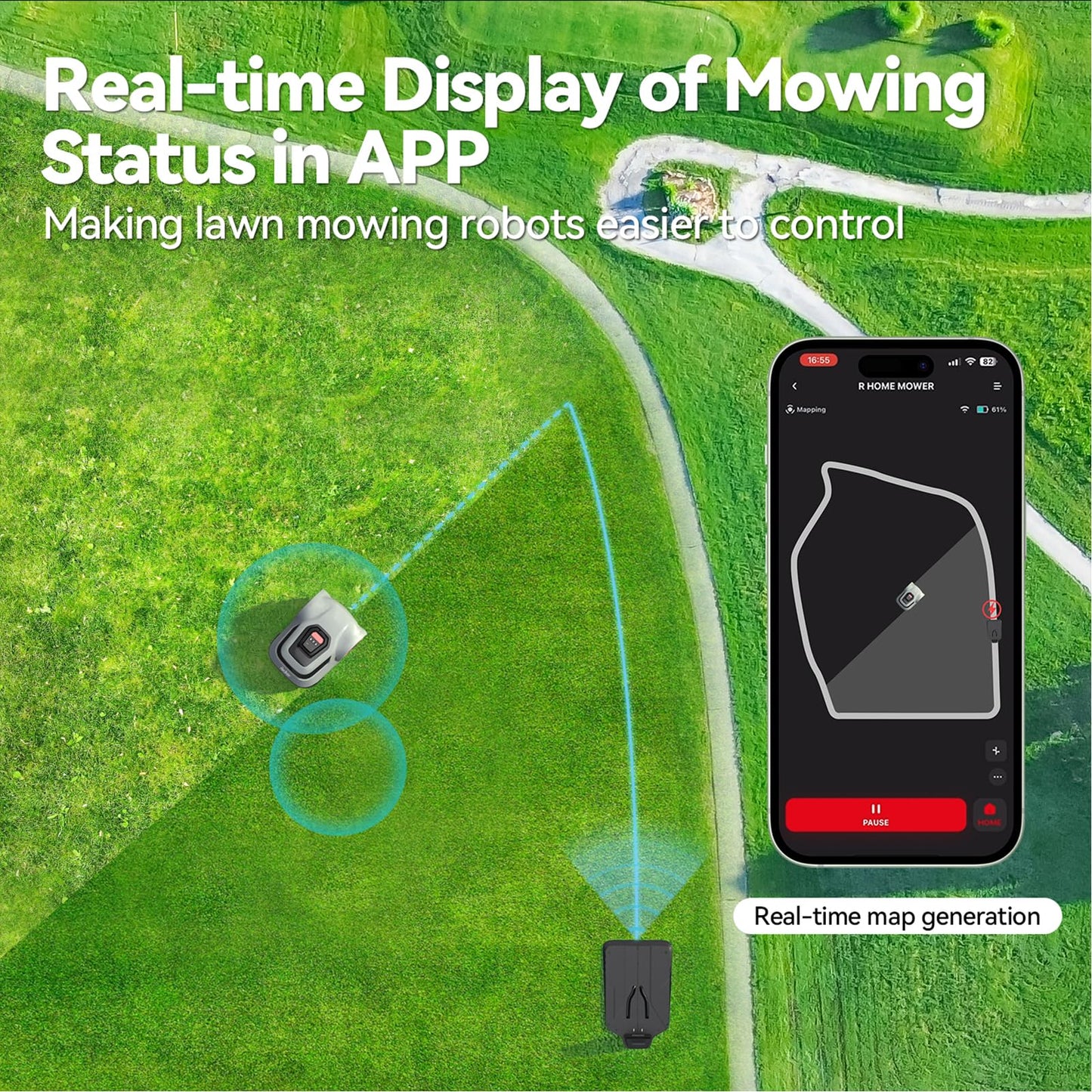 Redkey MGC500 Robot Lawn Mower with 393ft Boundary Wires for 0.12 Acre (1/8 Acre), 45% Slope, 70Mins Runtime, Auto Recharge, Automatic Robotic Lawn Mower w/Precise Location & Breakpoint Detection