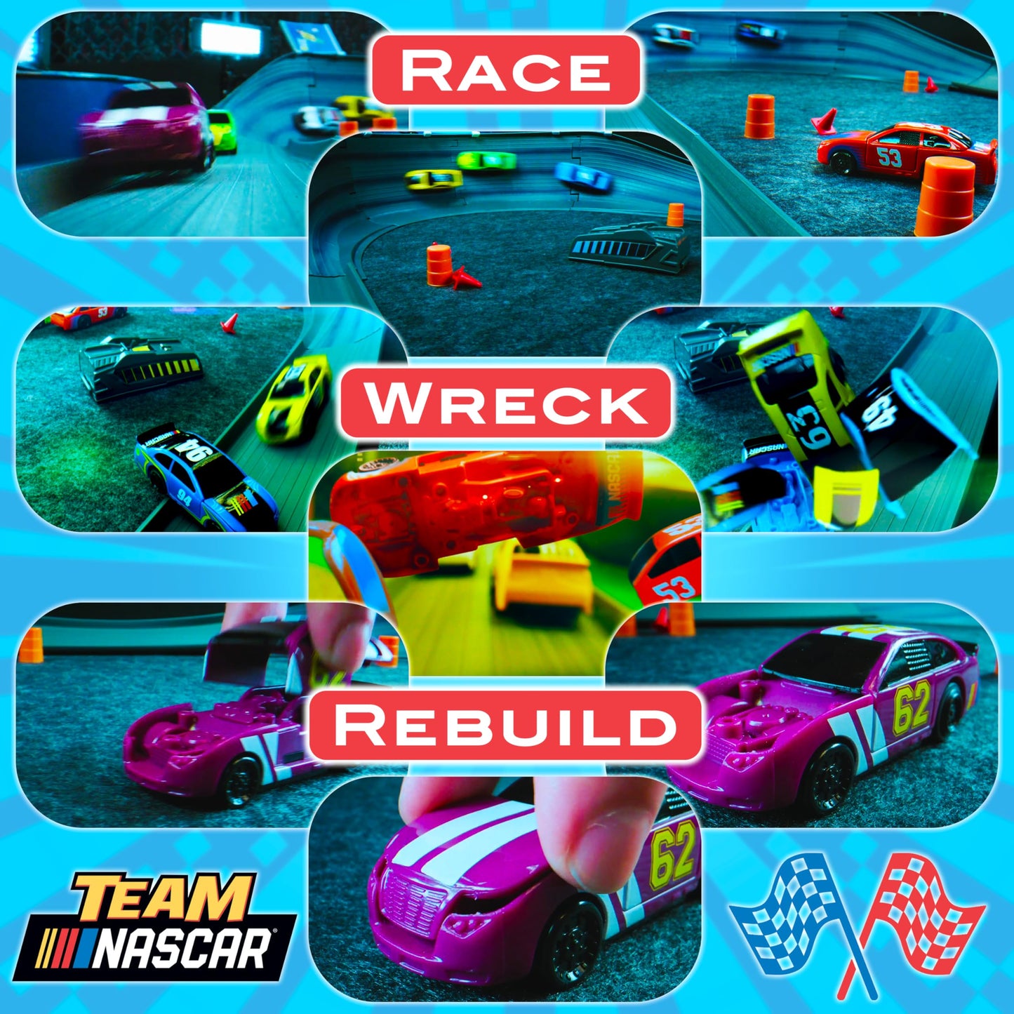 Slot Car Race Track Sets | NASCAR Crash Circuit Ultimate Road Course Bundle | 4 Electric Powered Cars with Flash Chargers | Race Tracks for Kids Ages 4-8 | Car Racing Toy