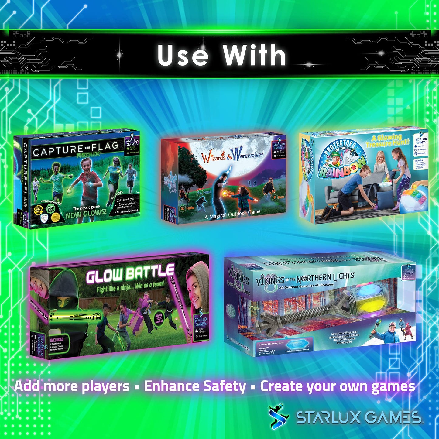 Capture The Flag REDUX: Glow-in-The-Dark Bracelet Expansion Set | Add 12 Players | Outdoor Games for Kids | Gift Idea for Teen Boys | Alternative to Hover Soccer & Light Up Basketball | By Starlux