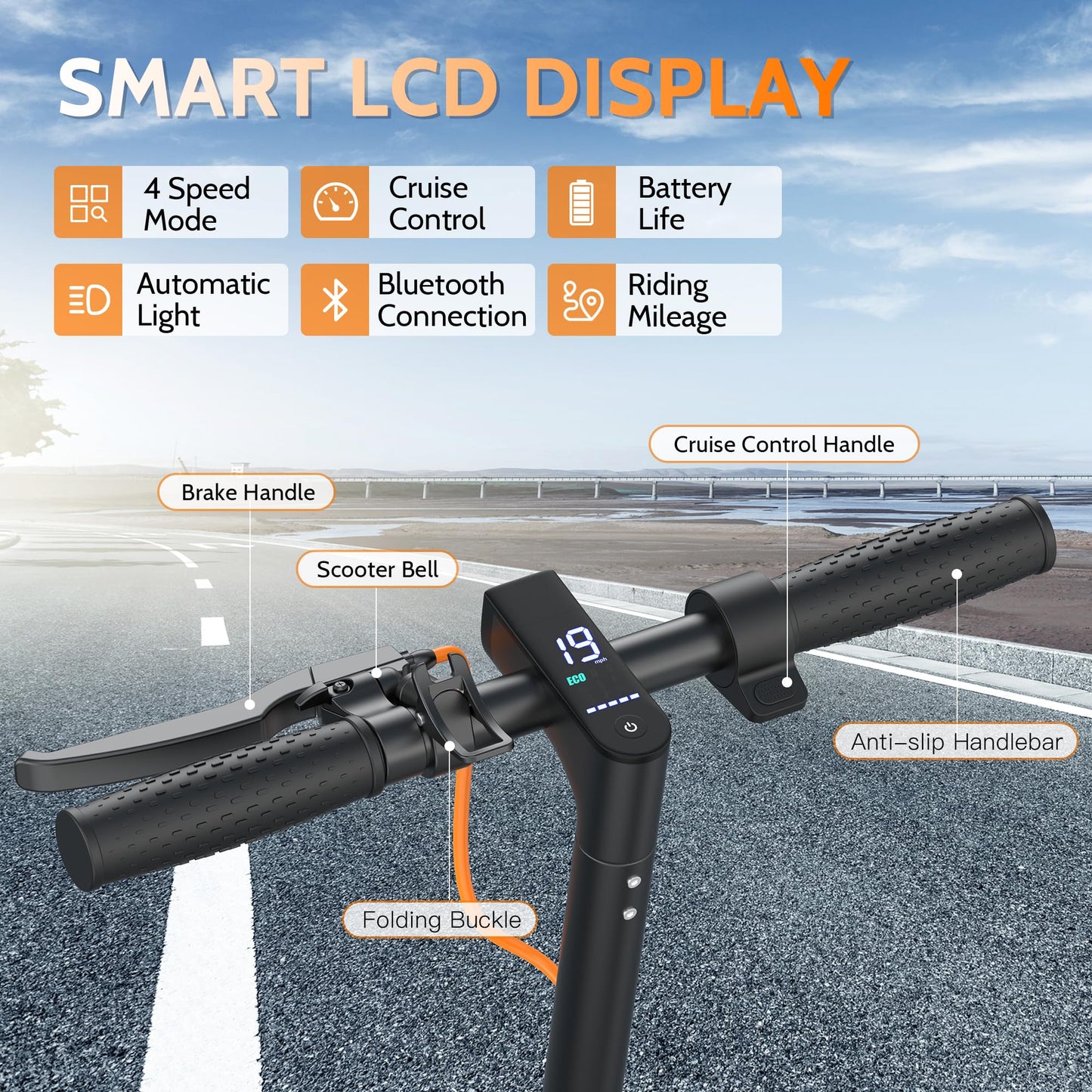 Aovowheel Electric Scooter for Adults, Folding E Scooter with 350W Motor 19 Mph Top Speed, Max 23 Miles Long Range, 8.5'' Solid Tires Commuting Scooters with Dual Brakes System, APP