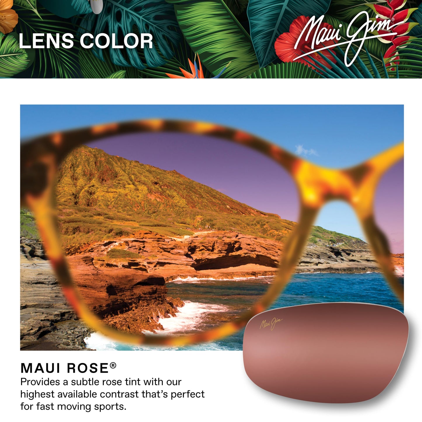 Maui Jim Women's Poolside Polarized Fashion Sunglasses, Tortoise/Maui Rose®, Medium