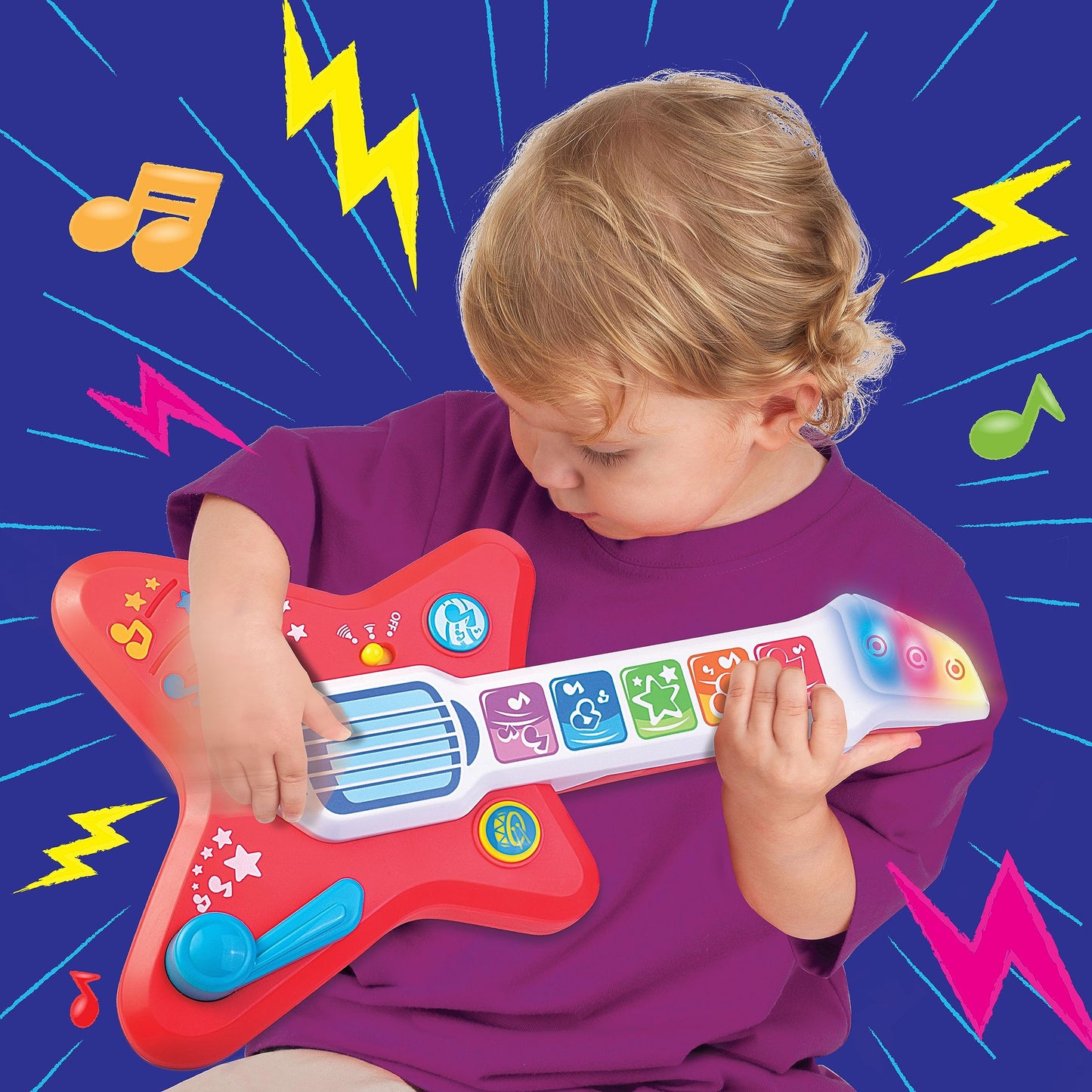HAP-P-KID Magic Touch Guitar, Toddler Light Up Music Toy with Volume Control, Infant Touch Sensor Musical Instrument, 3 Modes of Play, Kids Toy Gifts for 12 18 24 Month, 1 2 3 Year Old Boys Girls