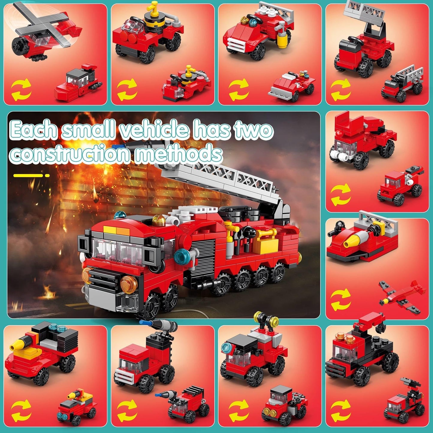 Sawaruita 30Pack Mini Cars Building Blocks Party Favors for Kids-Bulk Fire Truck,City Police Car,Construction Vehicle for Birthday Goodies Bag Easter Filling,Classroom Prizes for Boys 6-12