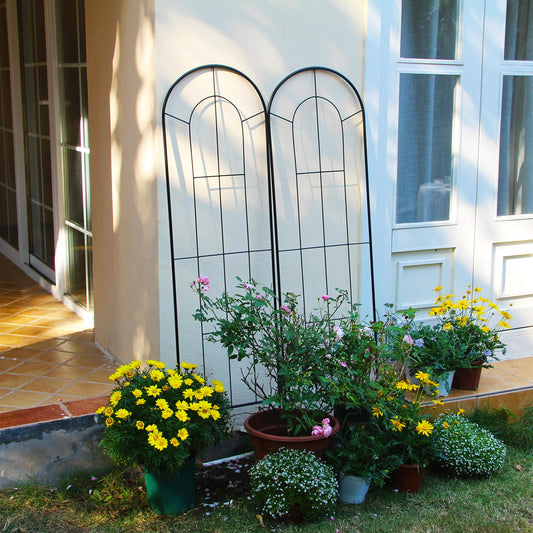SCENDOR 2 Pack Black Garden Trellis for Climbing Plants 59" H x 15.9" W Iron Plant Support Climbing Vines and Flowers Stands Vegetables Patio Metal Lattices Garden Addition Outdoor