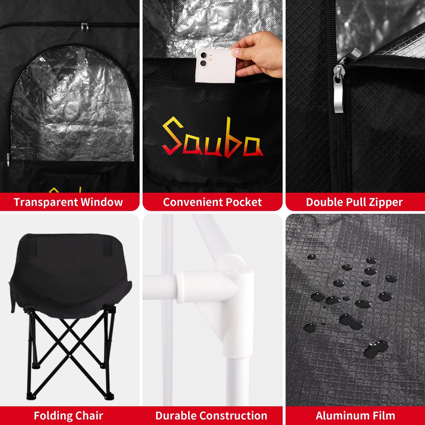 Sauba Portable Steam Sauna for Home,Personal Steam Room,Sauna Box,Home Sauna,Steam Sauna Tent for Steam Detox Relaxation Spa (Aluminum Film)