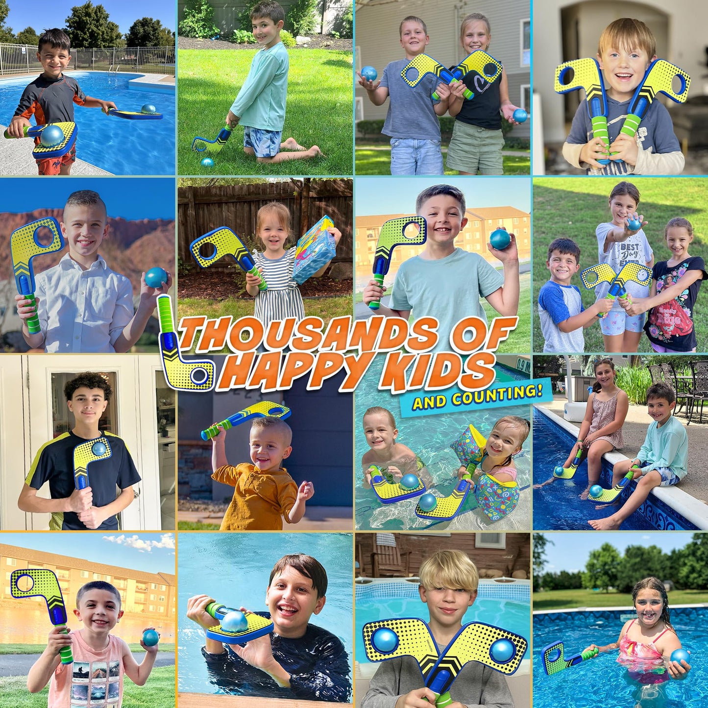 Aqua Hockey Sticks Pool Games - Pool Toys for Kids & Hockey Gifts for Boys - Water Toys Knee Sticks Set Beach Games - Pool Gifts for Boys & Girls - Swimming Toy for Kids Ages 4-8 & 8-12 Year Old