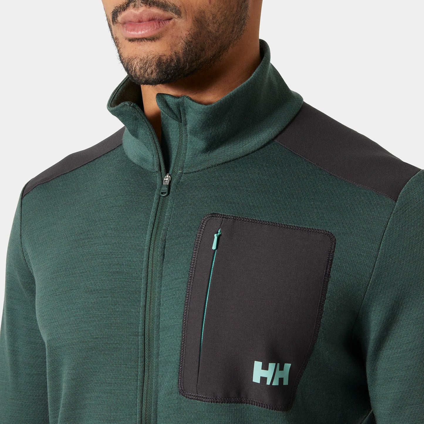 Helly-Hansen LIFA Merino Midlayer for Men - Warm & Breathable Wool Blend Pullover, Ideal for Outdoor Activities & Layering, 390 Jungle Green - L