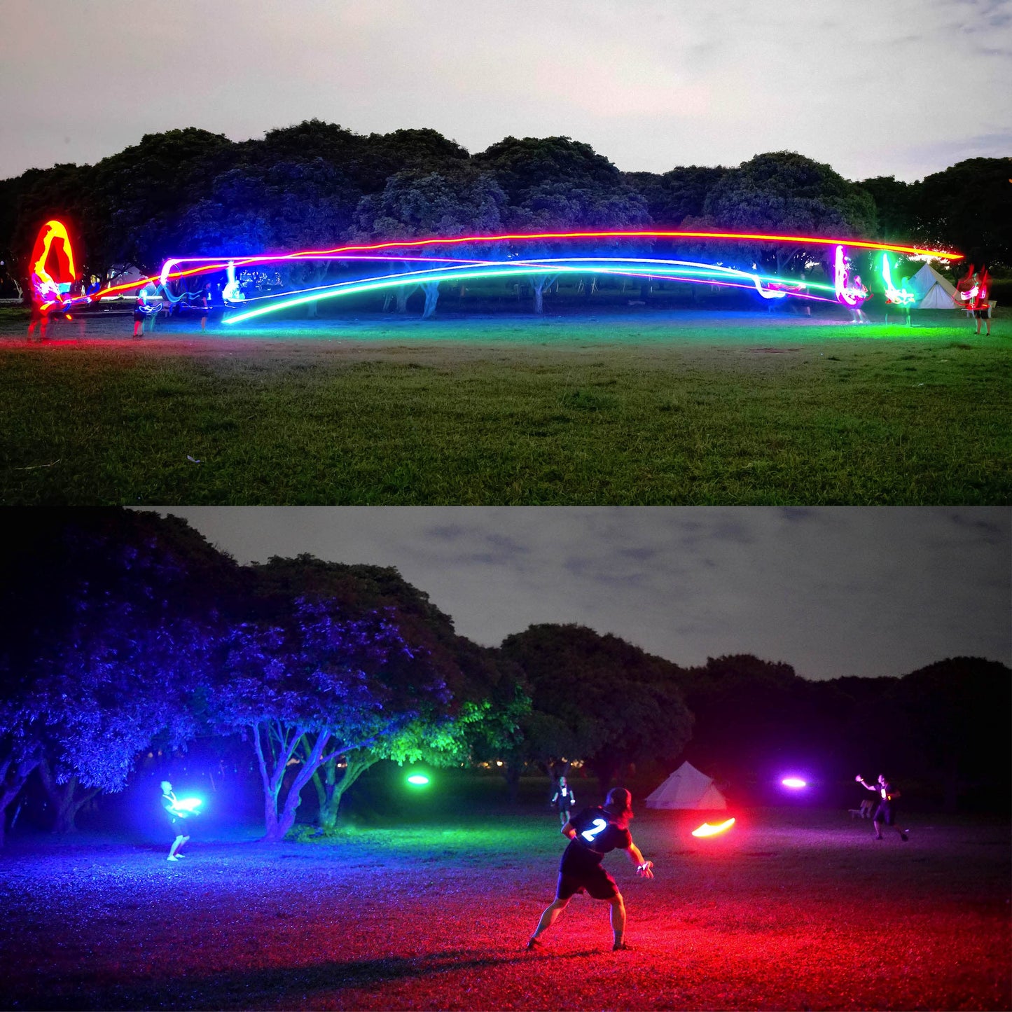 TOSY Bundle of 3-2X RGB Black + Blue - Frisbee 108 LEDs, 16 Million Colors