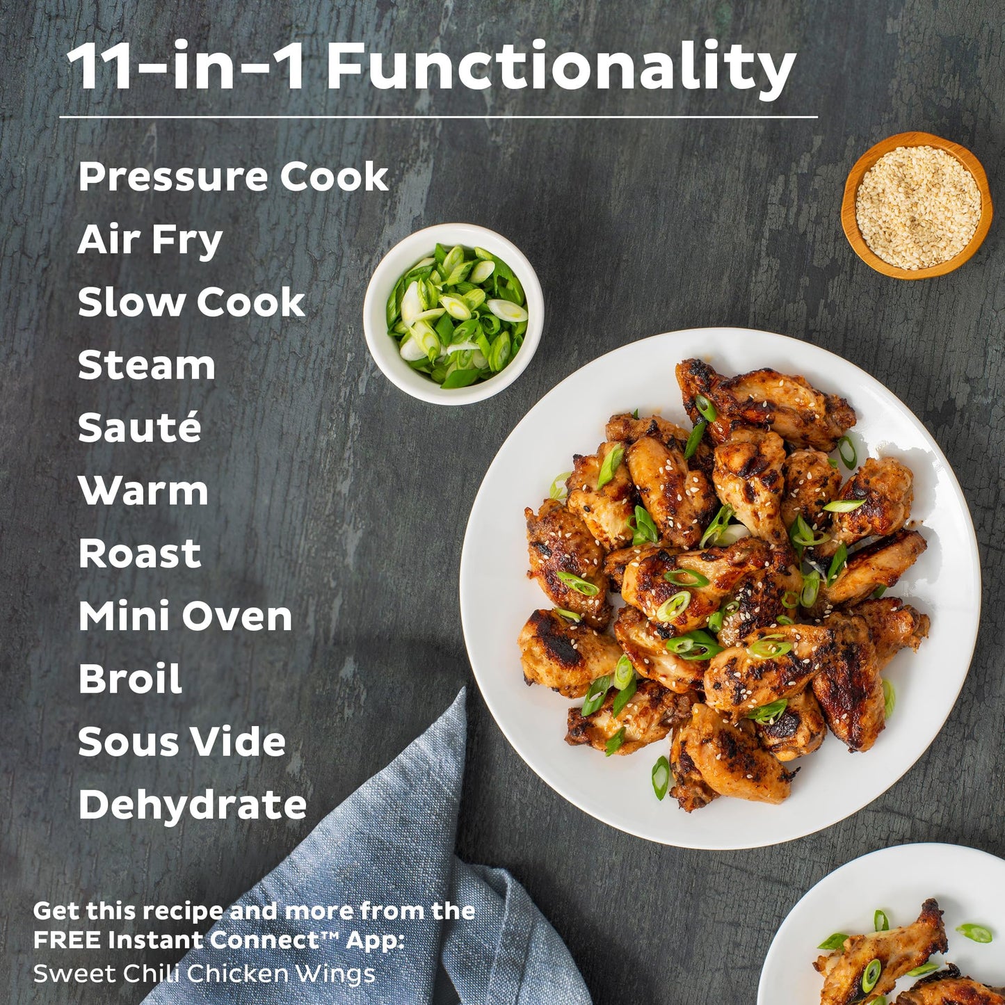 Instant Pot Duo Crisp 11-in-1 Air Fryer and Electric Pressure Cooker Combo with Multicooker Lids that Fries, Steams, Slow Cooks, Dehydrates,Free App With Over 800 Recipes, Black/Stainless Steel, 8QT