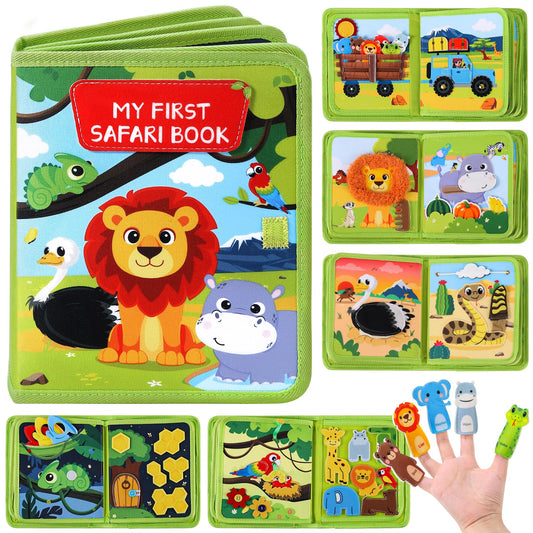 Wild-Animals Busy Book for Toddlers 1-3, Montessori Toys Busy Board for 1 2 3 Year Old Boy Girl Gifts, Toddler Learning Quiet Activity Book, Educational Airplane One Year Travel Toy