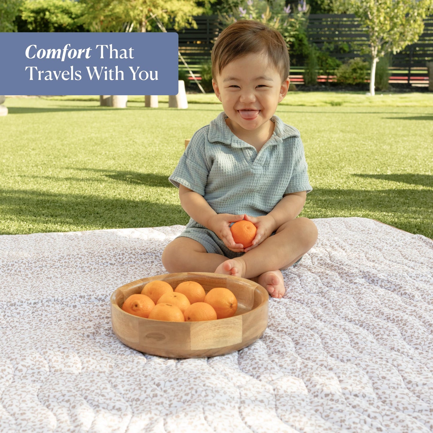 Toddlekind Portable Baby Mat, Organic Cotton 47" x 47, Portable, playpen mat, Travel, Indoor/Outdoor mat, for Babies/Toddlers, 0m+ (Earthen)