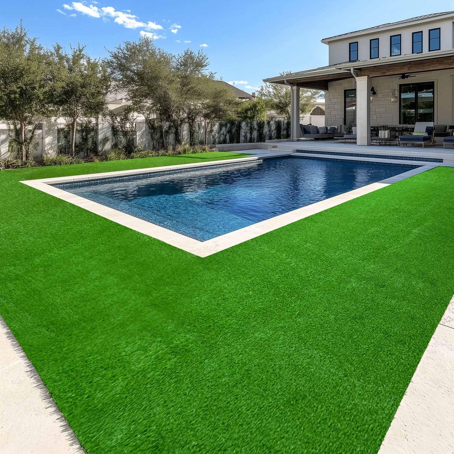 Yescom Artificial Grass Turf Fake Grass Rug Synthetic Lawn with Drainage Holes for Backyard Garden Outdoor Indoor Decor 50'x3'x3PCS(450 Sq.Ft) 0.8" Pile Height