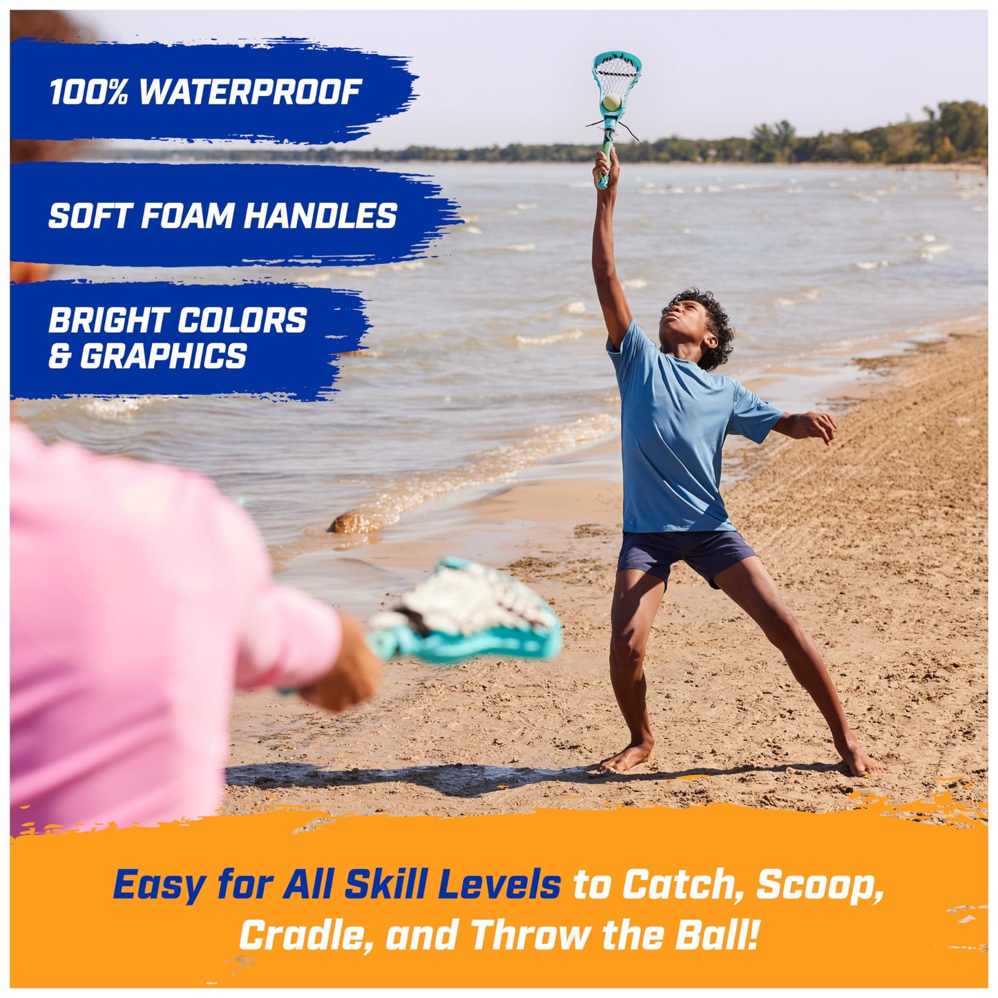 SwimWays Hydro Lacrosse, Waterproof Lacrosse Set, Outdoor Games for Adults and Kids, Sports Equipment, Pool Party Games and Toys, Blue