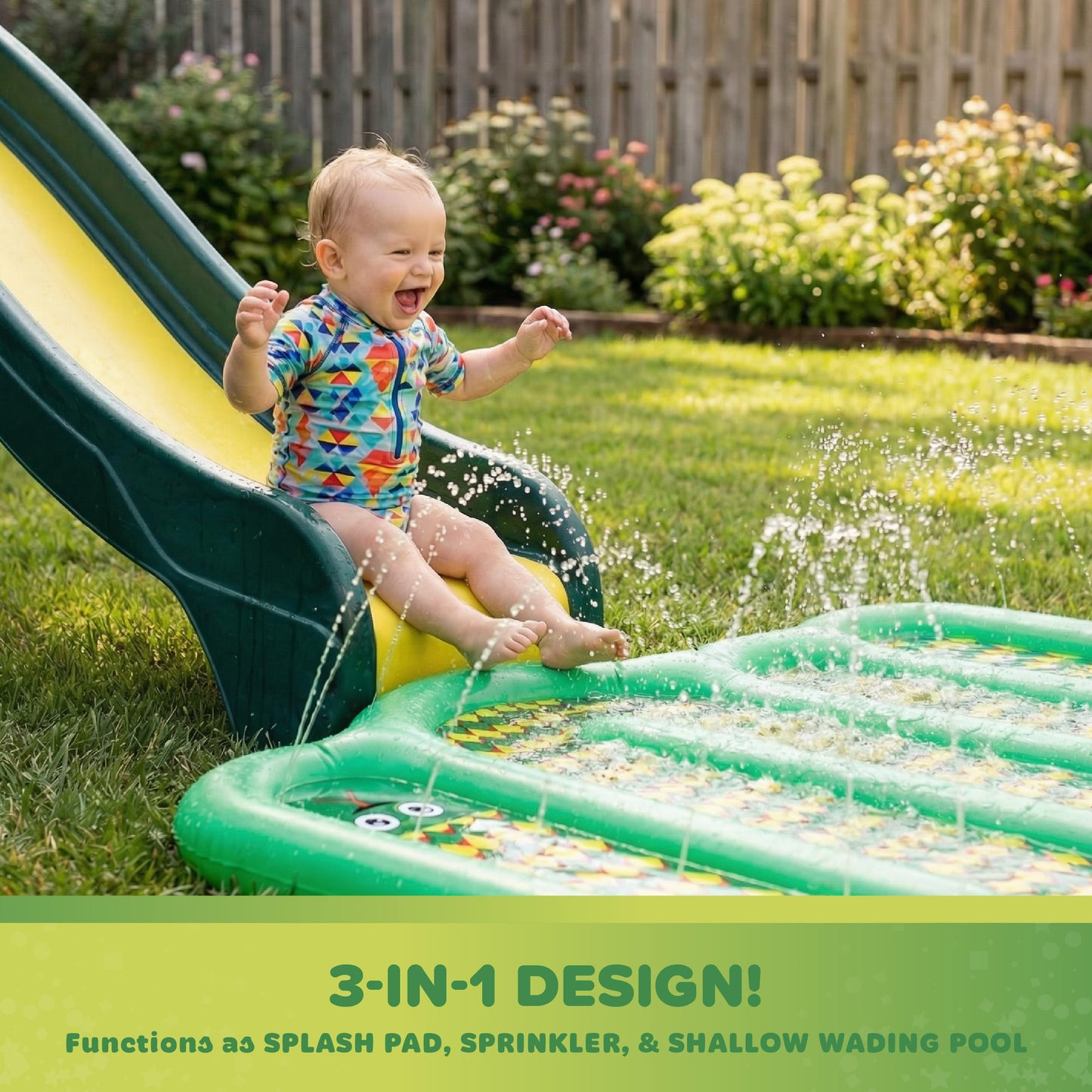 Playland Non-Slip Splash Pad Water Toy for Kids – Fun & Entertaining Toddler Outdoor Toys, Durable Easy-Setup Water Mat, Multi-Purpose Dog Splash Pad & Outdoor Toys for Toddlers 1-3