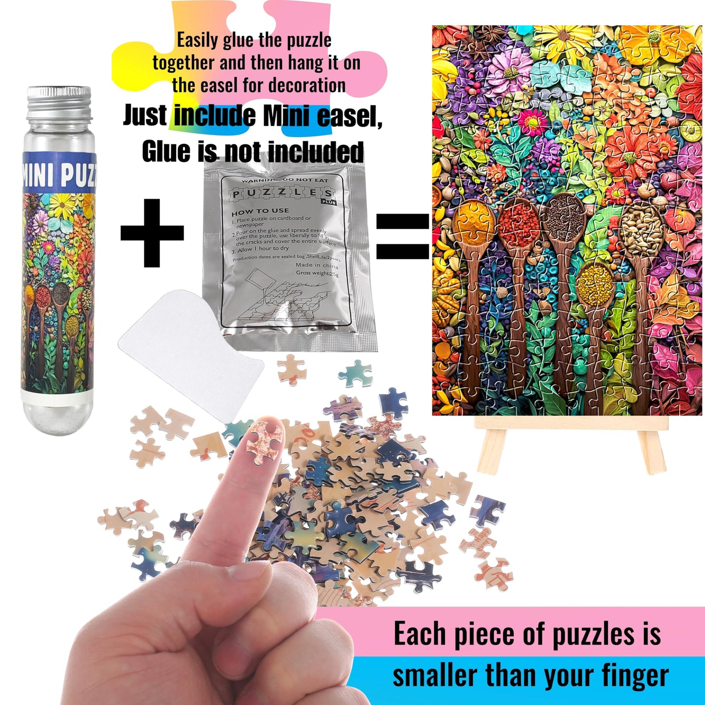 Small Jigsaw Puzzles for Adults 150 Pieces Mini Jigsaw Puzzles Challenging Colorful Macarons & Fruit Puzzles 6 x 4 Inches, 3 Pcs,Mini Easel Included