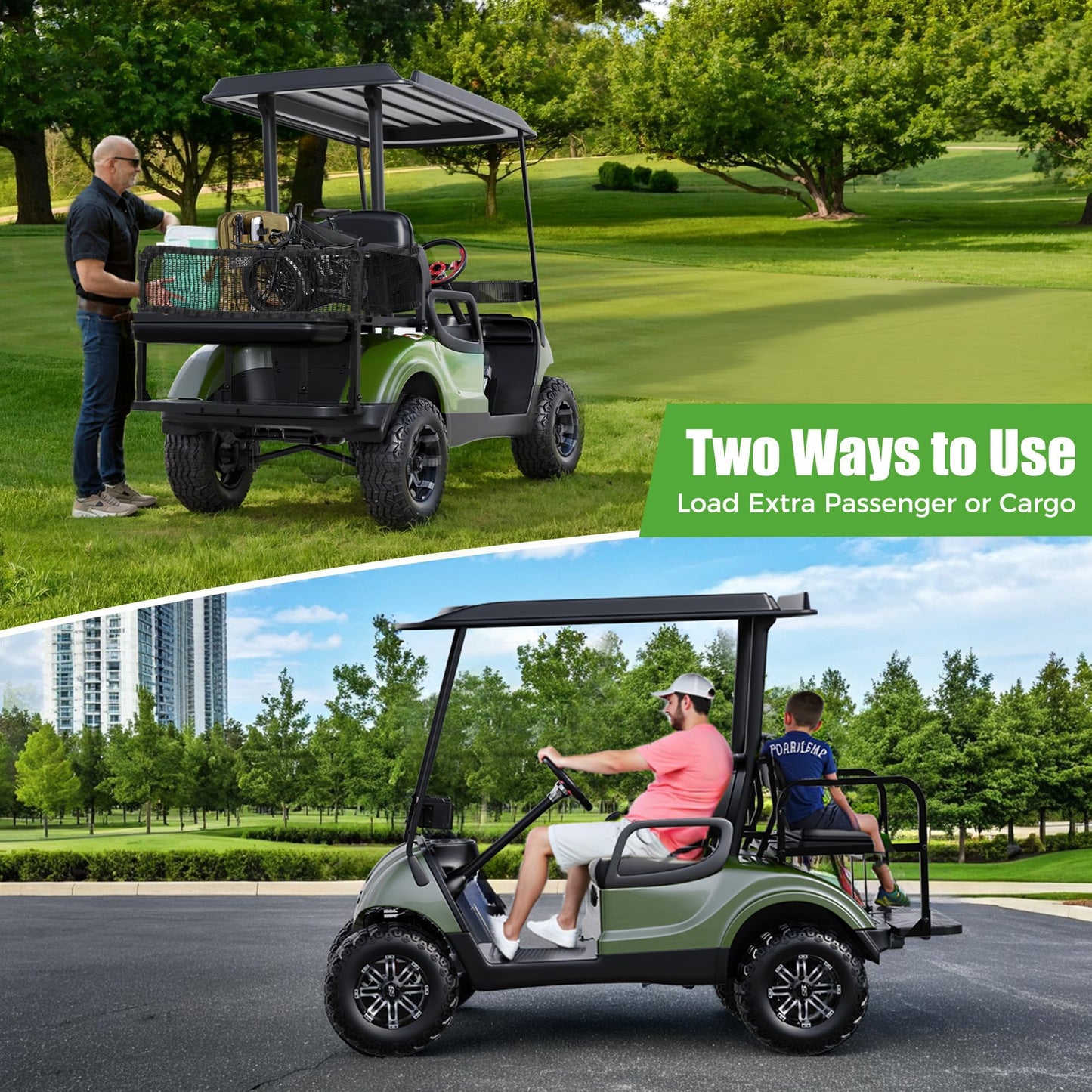10L0L Golf Cart Rear Flip Folding Seat Kit for Yamaha G29 - UV-Resistant, Durable