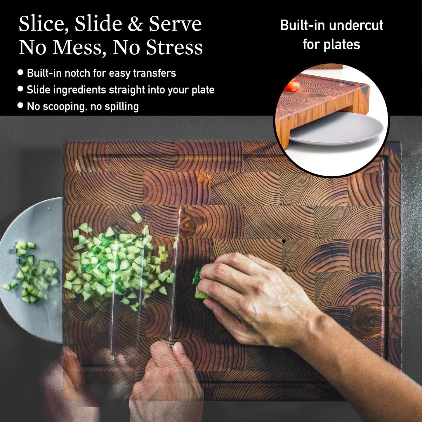 Cutting Board – Non Toxic End Grain Butcher Block with Handle, Charcuterie Boards, Cheese Board For Kitchen And Dining – Kitchen Must Haves Chopping Block - Food Safe Finishing