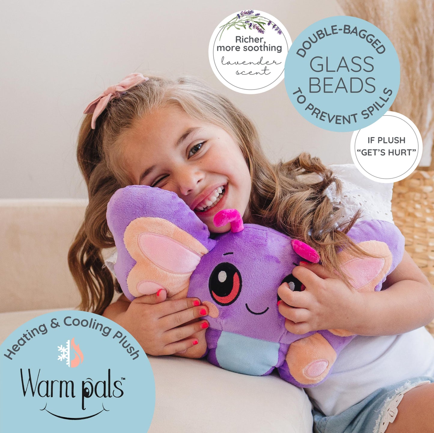 Bella Butterfly - Microwavable & Weighted Plush Stuffed Animal - Heated Plushie for Warmth - Cute, Soft, Cozy Toy for Adults & Children (Boys, Girls, & Toddlers) by Warm Pals