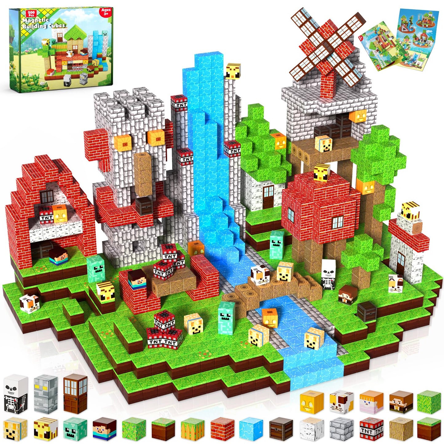 Magnetic Blocks-200PCS Magnetic Building Blocks, Magnets Cubes 2026 Upgraded Stacking Magnets for Kids Forest River Indoor Construction STEM Toys, Christmas Birthday Gifts for Boys & Girls Ages 3+