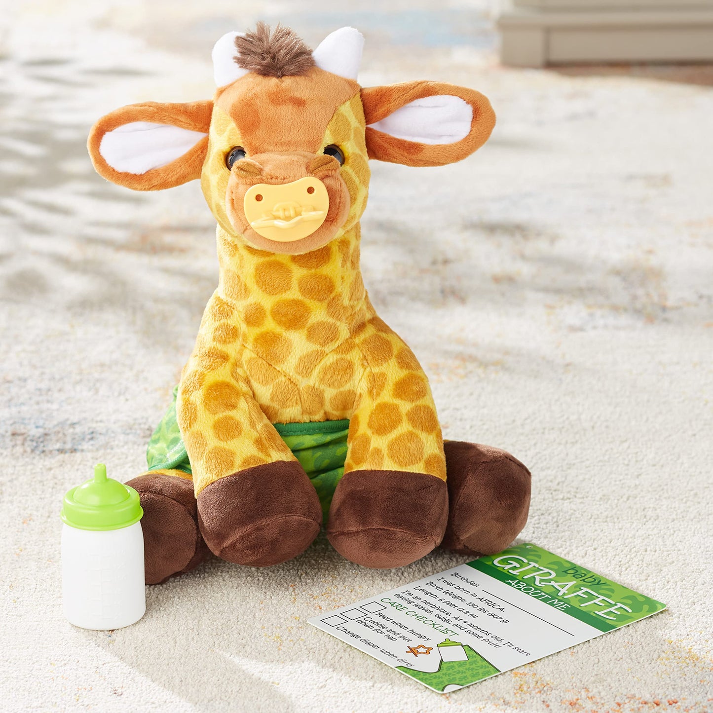Melissa & Doug 11-Inch Baby Giraffe Plush Stuffed Animal with Pacifier, Diaper, Baby Bottle Toddler Animal Toys Ages 18+ Months