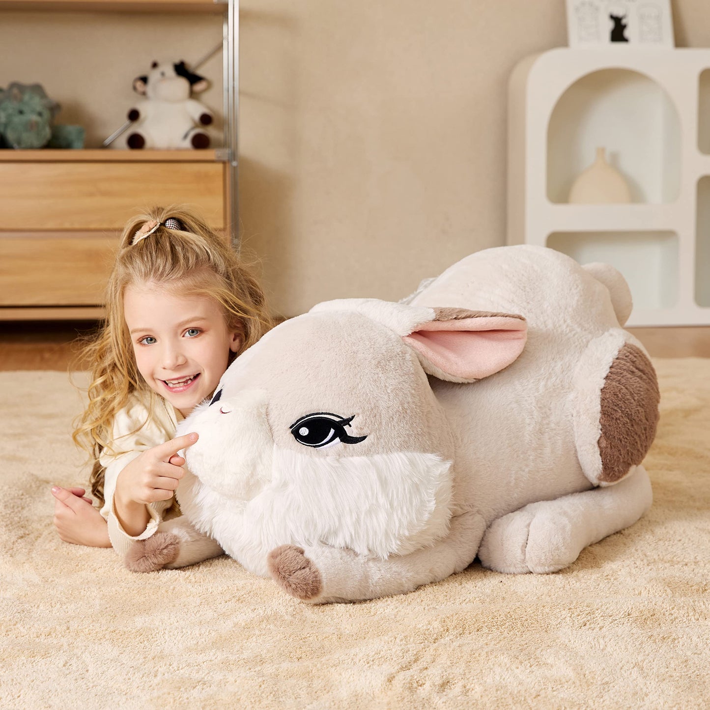 EARTHSOUND Giant Easter Bunny Stuffed Animal Plush Toy,23 inches Large Rabbit Jumbo Big Size Soft Toys,Cute Huge Plushy Fluffy Fat Plushie,Gifts for Kid