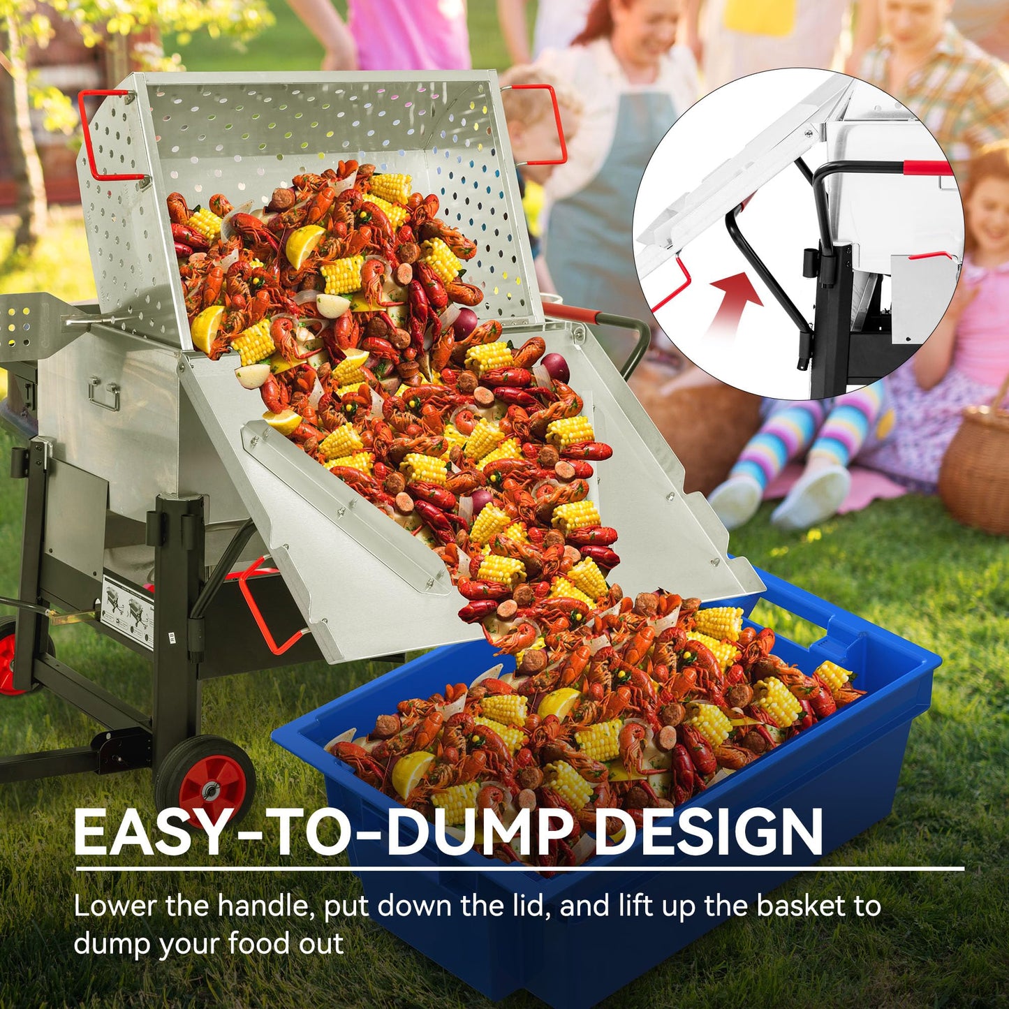 Creole Feast CFB2001 150 QT Crawfish Boiler, Outdoor Double Sack Propane Gas Crawfish Cooker with Foldable Cylinder Mounting Bracket and Stirring Paddle for Seafood & Crawfish Season, Black