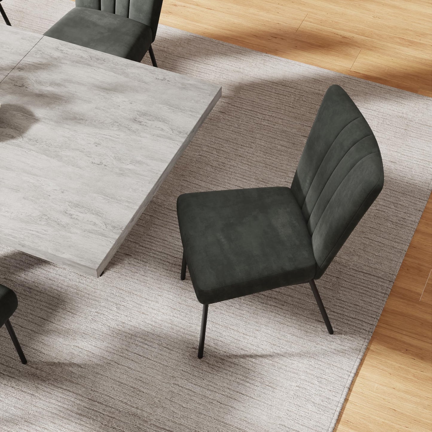 ZckyCine 6-Piece Extendable Dining Table Set, Modern 63''–79'' Grey Wood Table with 6 Grey Fabric Chairs, Dining Room Table and Chairs for 6, Ideal for Kitchen or Dining Room