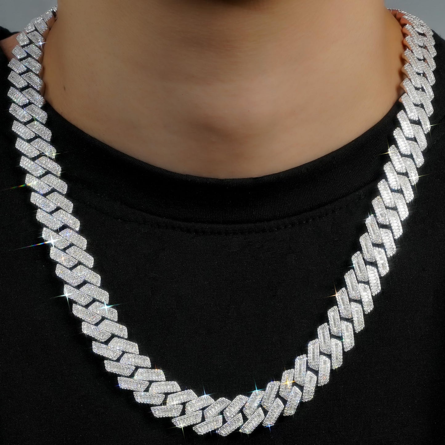 MRDOPELUX Cuban Link Bracelet and Cuban Chain Necklace Set for Men | Solid 925 Sterling Silver |D Color VVS1 Moissanite | Hypoallergenic | Hip Hop Hip Hop Jewelry| Luxury Style