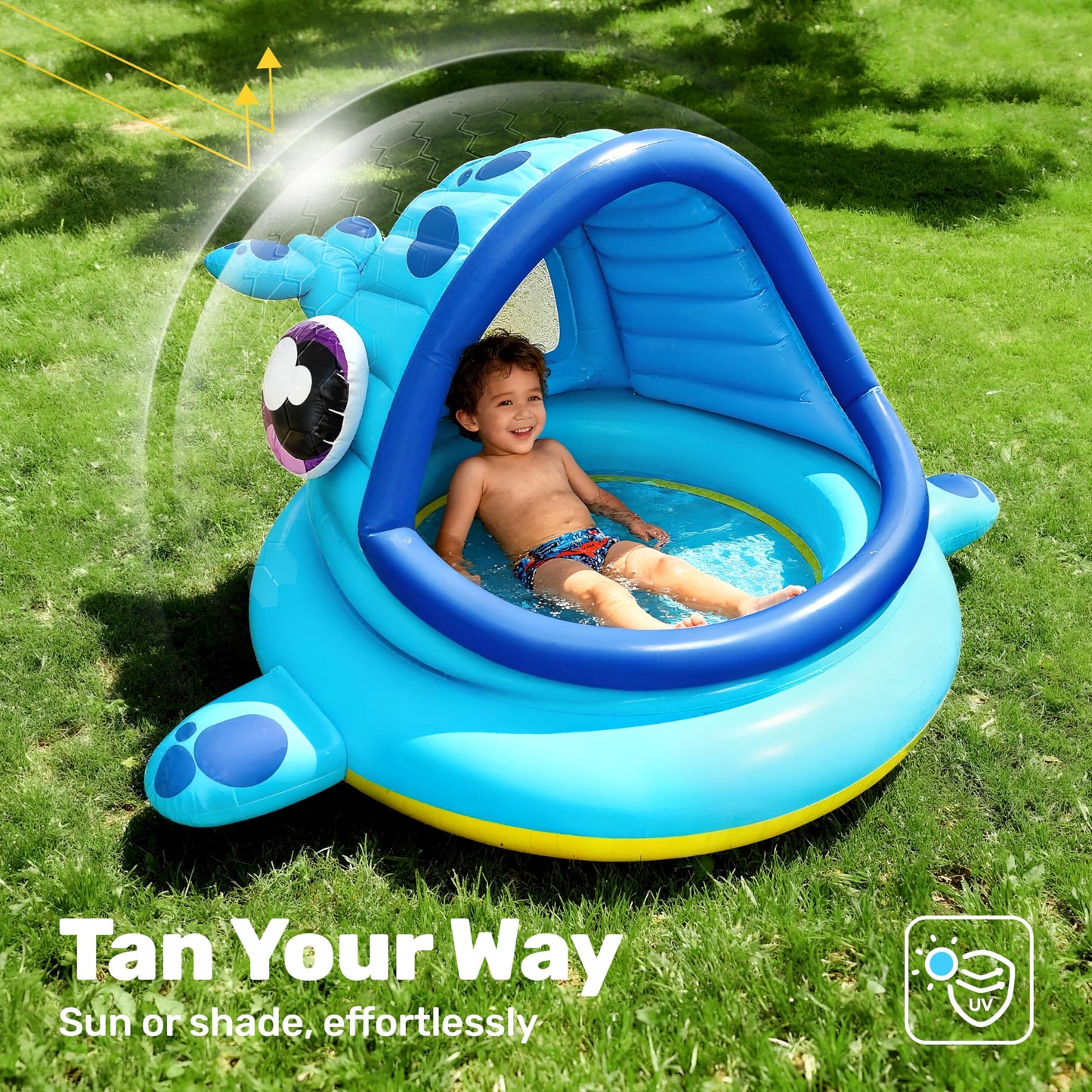JOYIN Inflatable Shade Kiddie Pool,Whale Baby Pool Tent, Infant Swimming Pool for Kids （54" x 56" x 28"）,Blow Up Toddler Pool for Swim Party Toys Summer Water Beach Fun