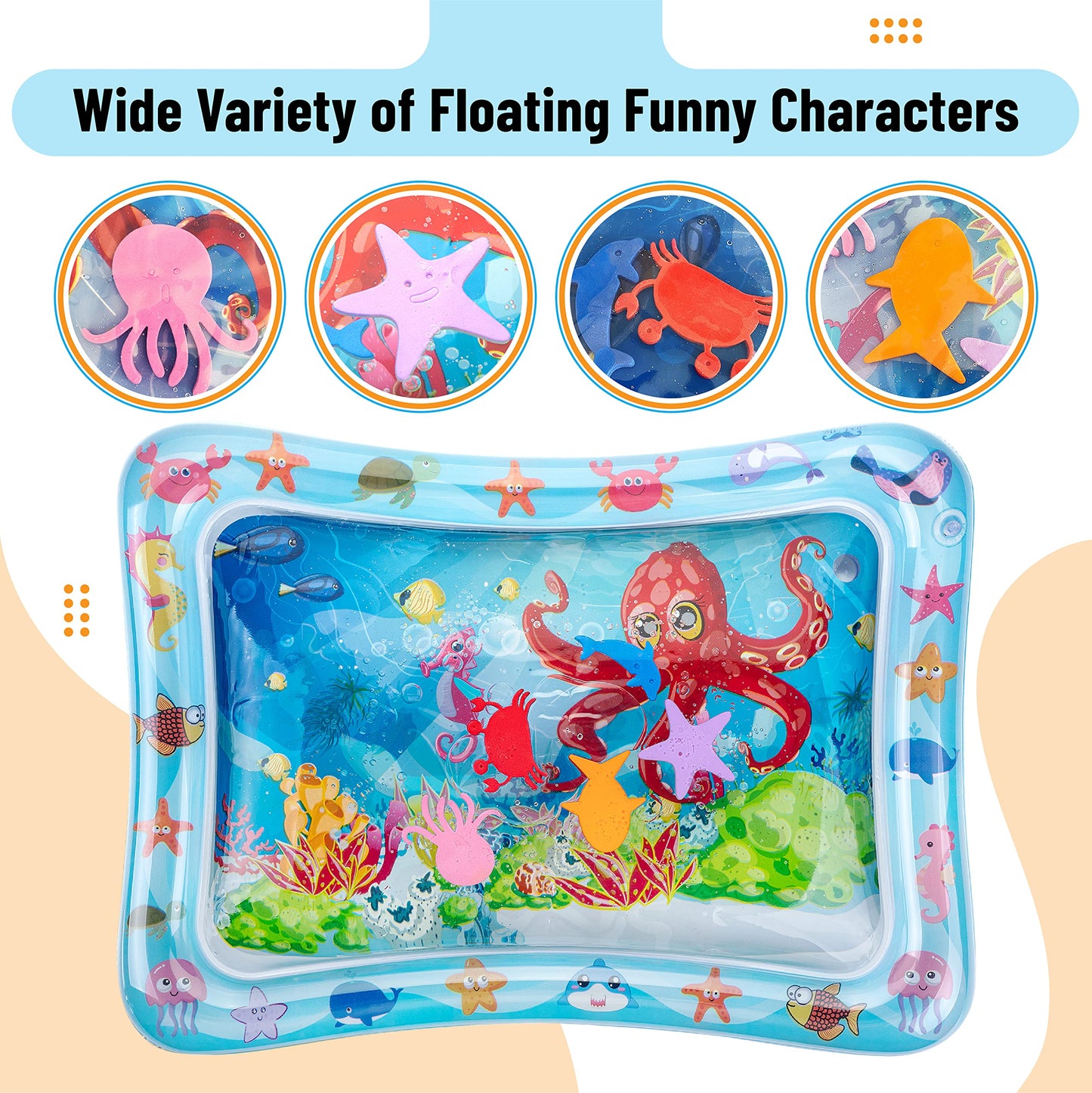 Mr. Pen- Inflatable Tummy Time Water Mat, Water Mat for Babies, Infant Water Mats, Baby Water Pad, Water Tummy Time Mat (Pack of 2)