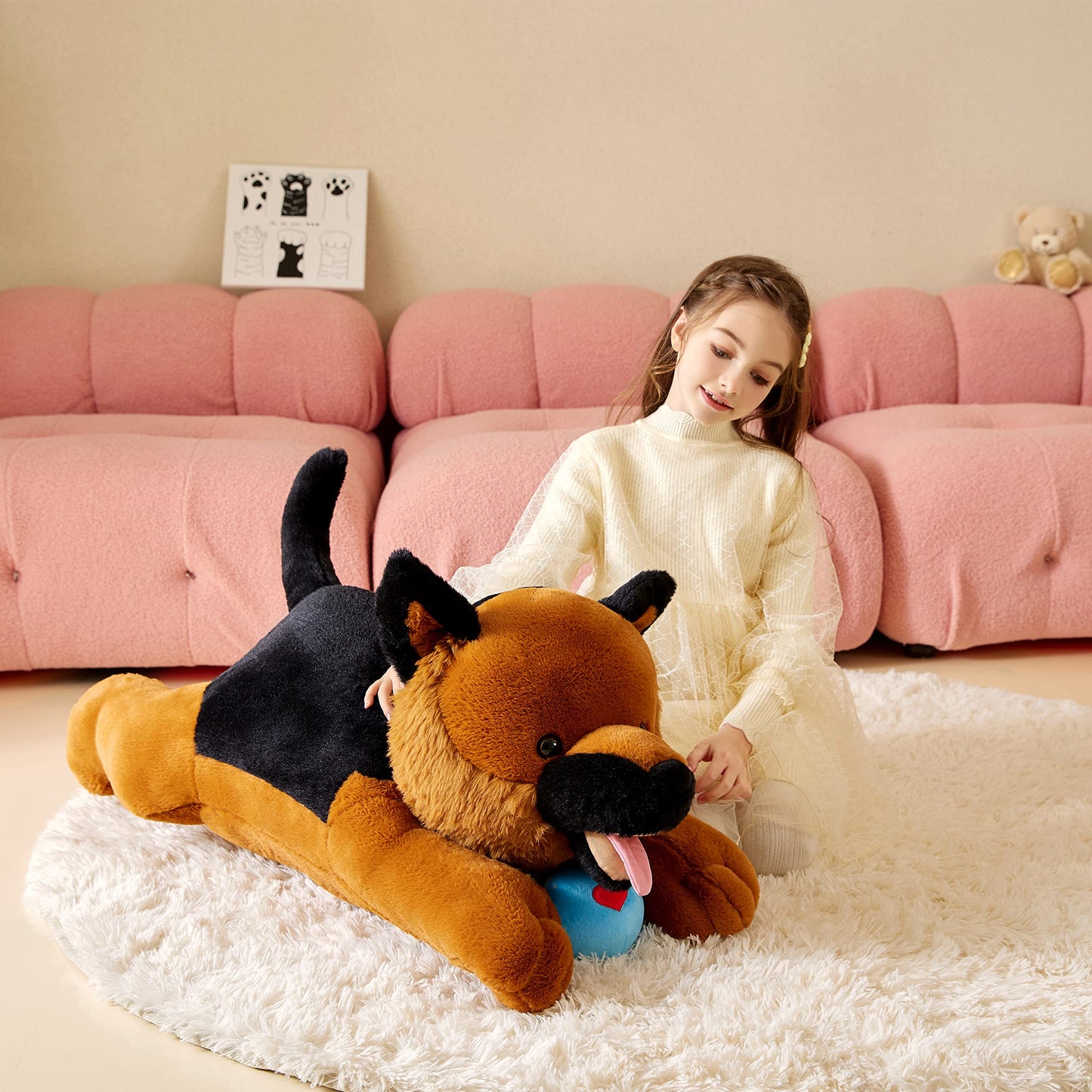Tumyay Giant German Shepherd Dog Stuffed Animal Plush Soft Toy,30" Large Cuddly Puppy Toys Jumbo Cute Big Size Huge Plushy Plushie,Birthday Gifts for Kid