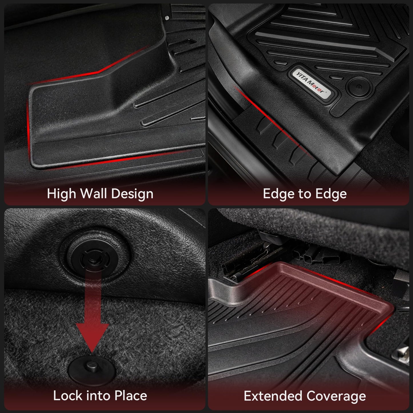 YITAMOTOR Floor Mats & Cargo Liner for Honda CR-V 2023 2024 2025 2026 (Gasoline), All Weather TPE Car Trunk Mat (Upper Position) Custom Fit Automotive Accessories, CRV 2 Row & Cargo Liner, Black