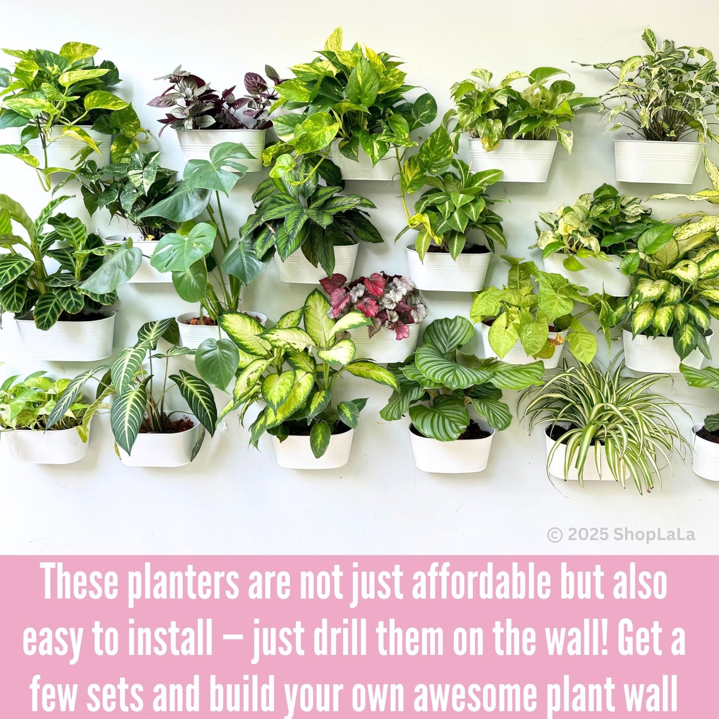 LaLaGreen Outdoor Rail Planter (4 Pack, 11.8 Inch) Metal Iron Hanging Flower Pots Deck Railings Fence Buckets Modern Countryside Boho Style White Wall Mount Window Box Plant Holder Hooks Porch Decor