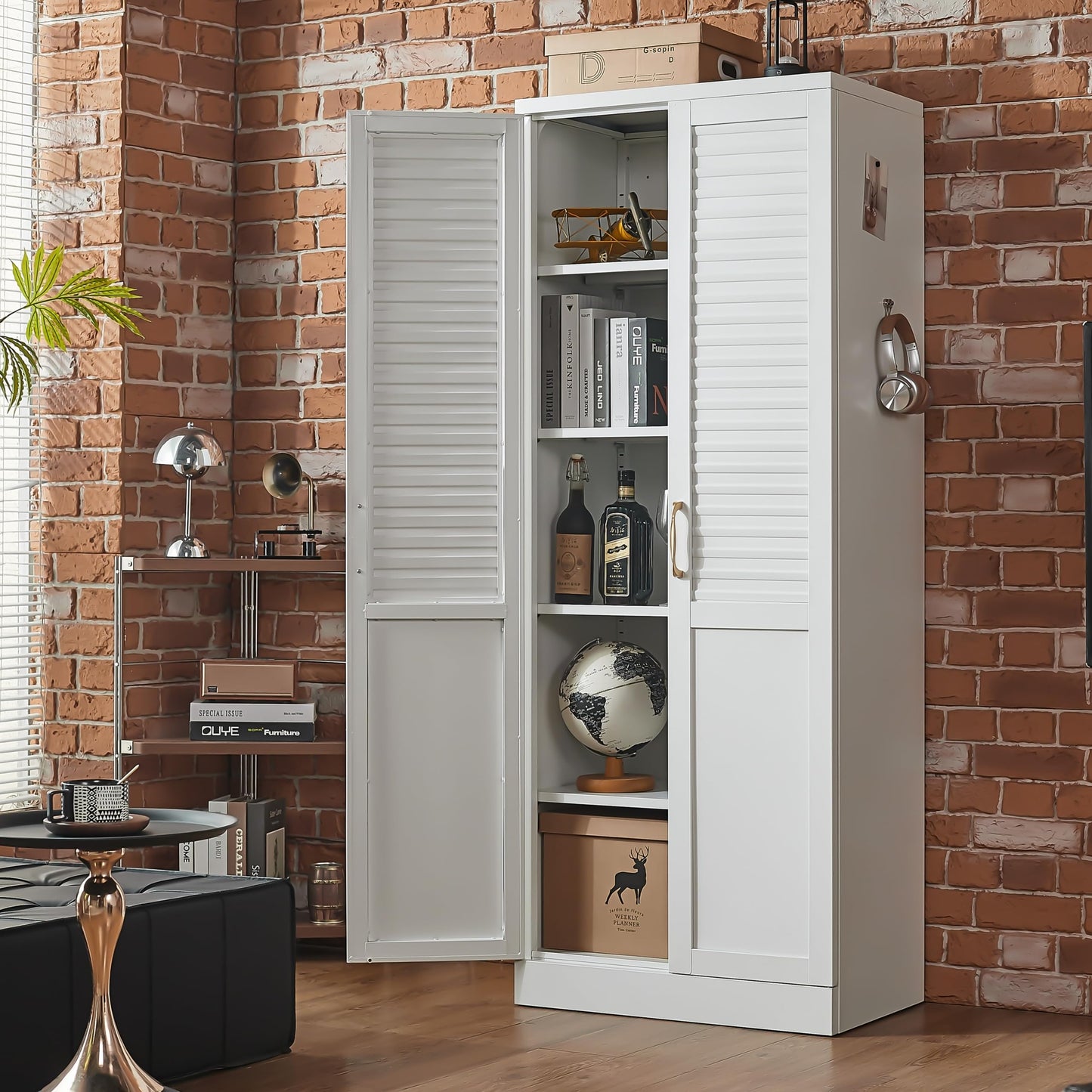 UVGHPW 71" Tall Modern Metal Pantry Cabinet with Adjustable Shelves, Freestanding Steel Storage for Kitchen