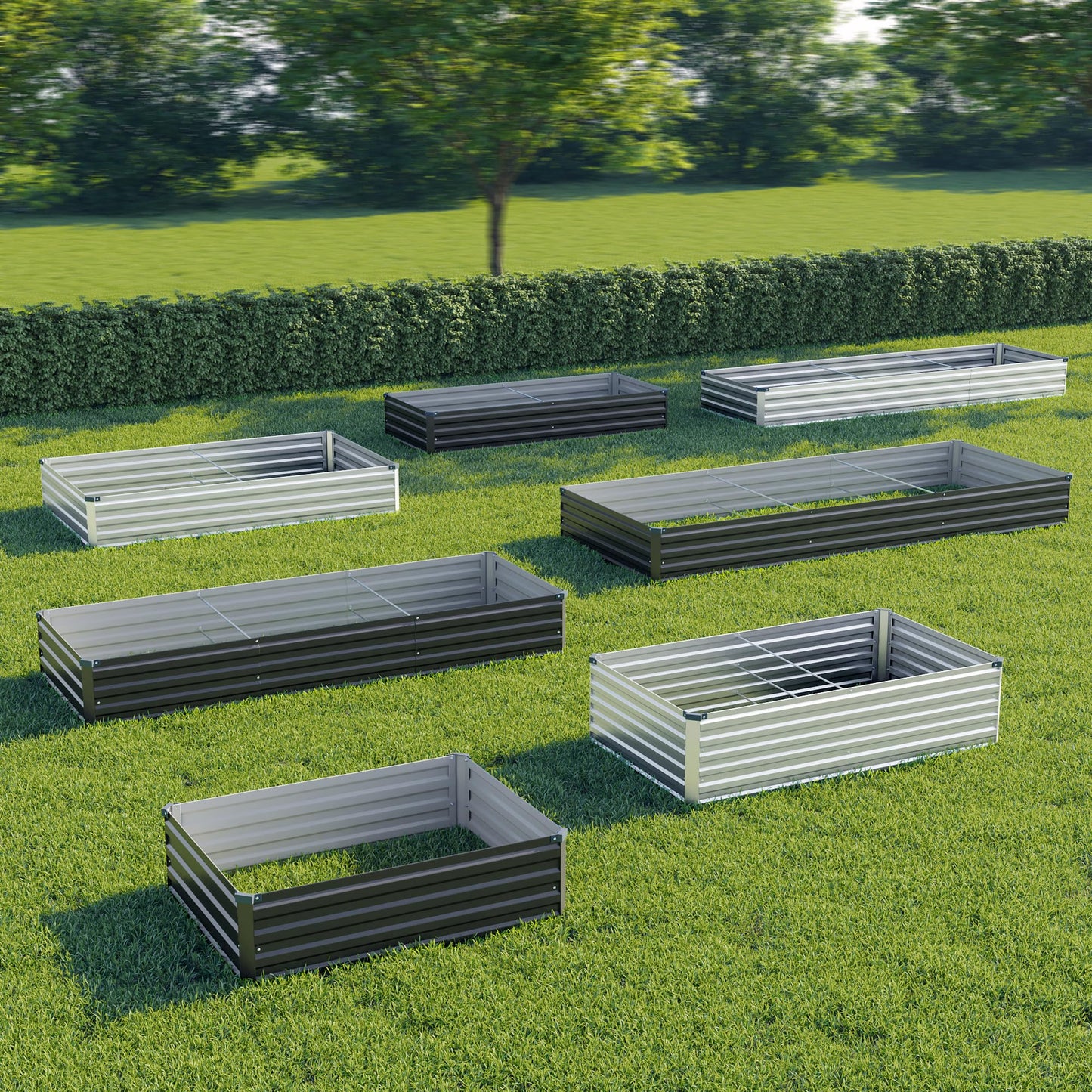 zunatu 12x2x1 ft(2 Pack) Galvanized Raised Garden Bed,Outdoor Planter Box Metal Patio Kit Planting Bed for Vegetables Flowers and Succulents,Silver