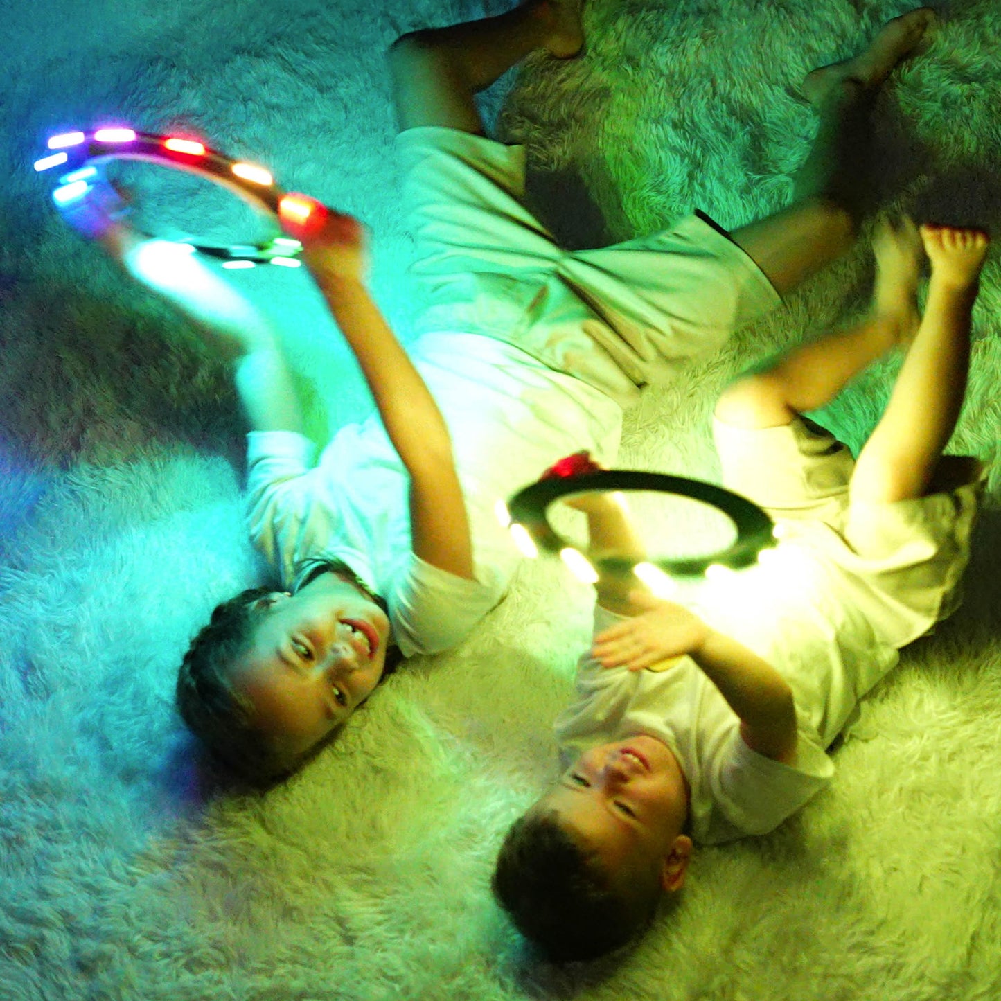 TOSY Bundle of 2 - Green + Red - Flying Ring 12 LEDs Super Bright