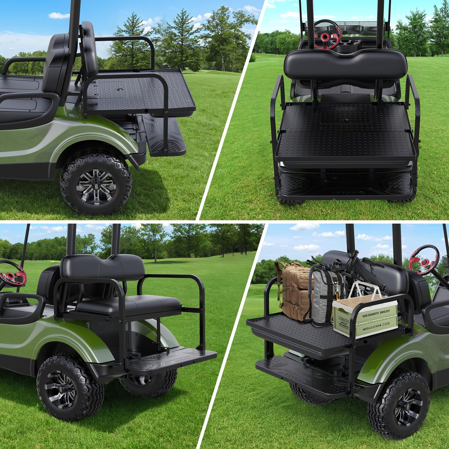 10L0L Golf Cart Rear Flip Folding Seat Kit for Yamaha G29 - UV-Resistant, Durable
