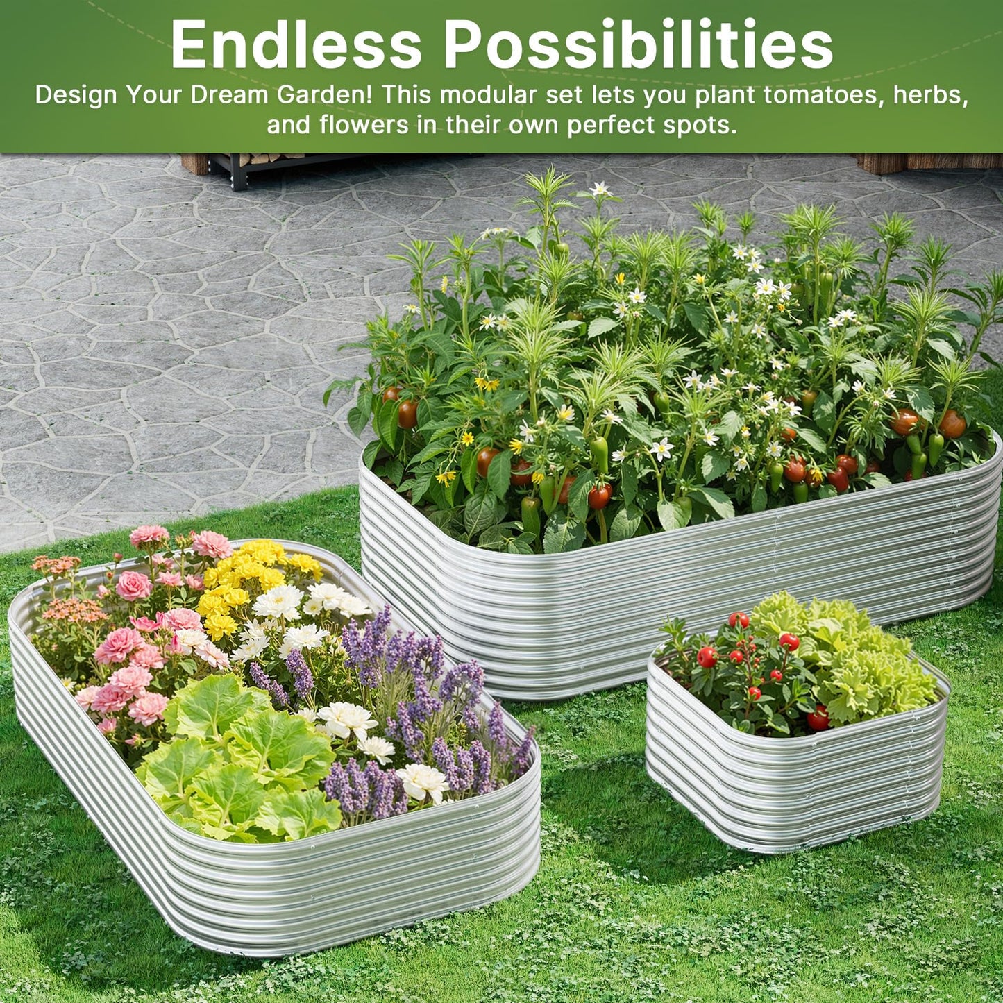 Mostmahes 2 PCS Tall 8x4ft Galvanized Raised Garden Bed Outdoor, Metal Garden Bed for Vegetables, Above Ground Garden Box for Flower, Steel Raised Beds for Gardening