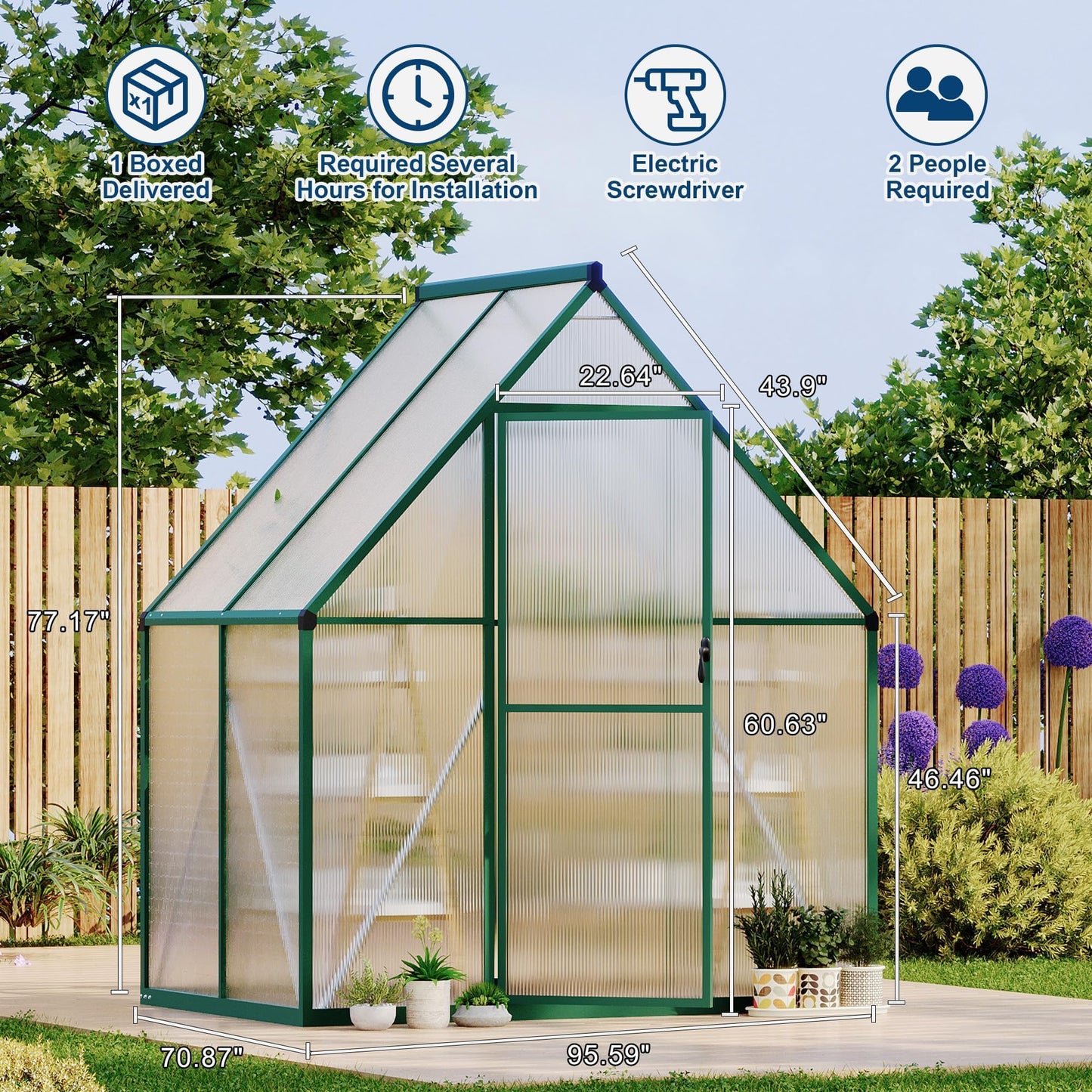 ActiveTrail Heavy Duty 6x4FT Polycarbonate Greenhouse for Outdoors – Reinforced Aluminum Frame, UV Protection, Roof Vent, Double Doors – Small Walk-in Garden Green House for All-Season Growing
