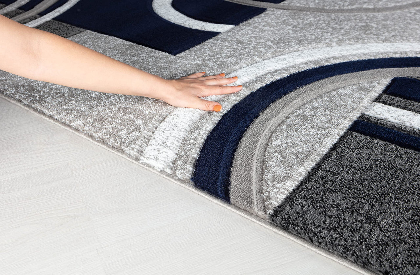 GLORY RUGS Area Rug Modern Soft Hand Carved Contemporary Floor Carpet with Premium Fluffy Texture for Indoor Living Dining Room and Bedroom Area (5x7, Navy)