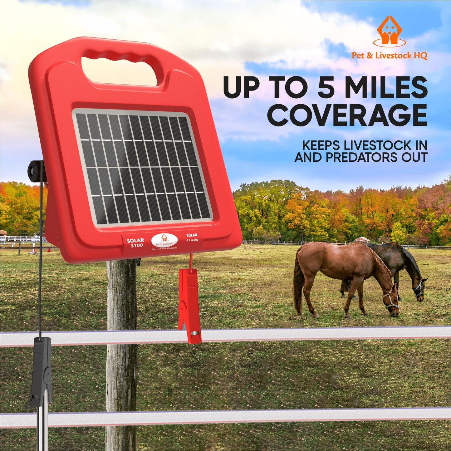 Pet & Livestock HQ - 1640ft Electric Polywire Fence with 5 Mile Charger - 2 Product Bundle