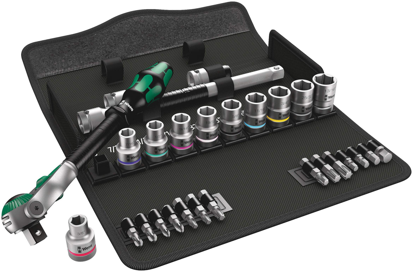 Wera 05004079001 8100 SC 9 Zyklop Imperial Speed Ratchet Set, 28 Piece, 1/2" Drive