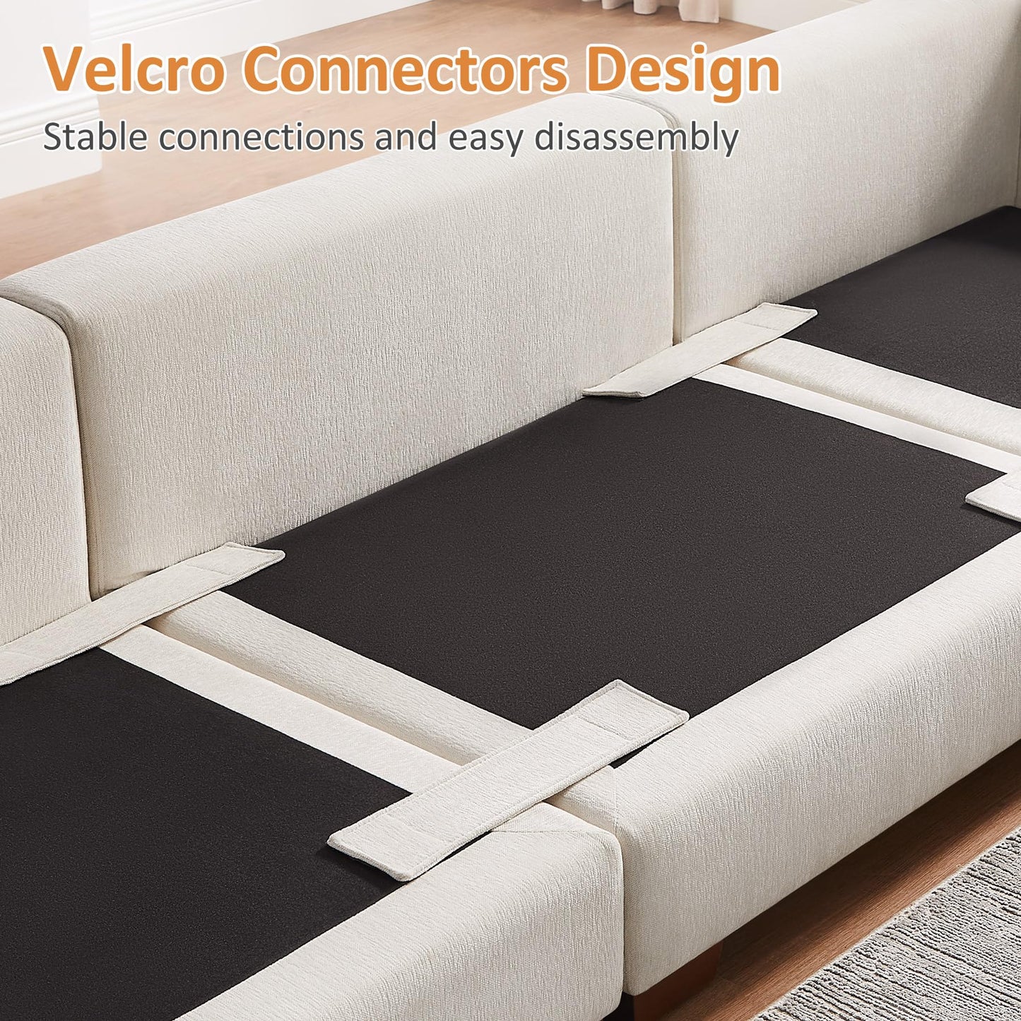 VANOMi Large Modular Sectional Sofa, Oversized Couch with Charging Station, Cloud Couch Deep Seat Sofa with Thick Cushion, Convertible Sectional Couches for Living Room Office Apartment